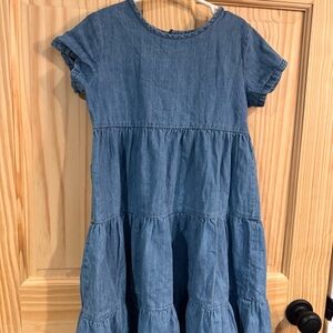 Hanna Andersson Blue Tiered Short-Sleeve demin Jean Dress size 8